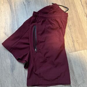 Maroon Legend athletic dry fit shorts with zipper pockets
